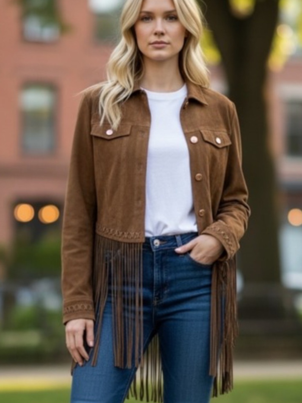 Diesel Brown Fringe Suede Jacket